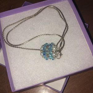 Blue and White Crystal Necklace